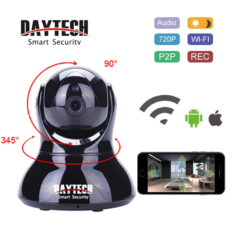 Vente LA JOURNÉE IP Caméra WiFi 720 P HD Sans Fil caméra De Sécurité Audio bidirectionnel De Vision NOCTURNE IR Wi Fi Réseau MONITEUR P2P cam