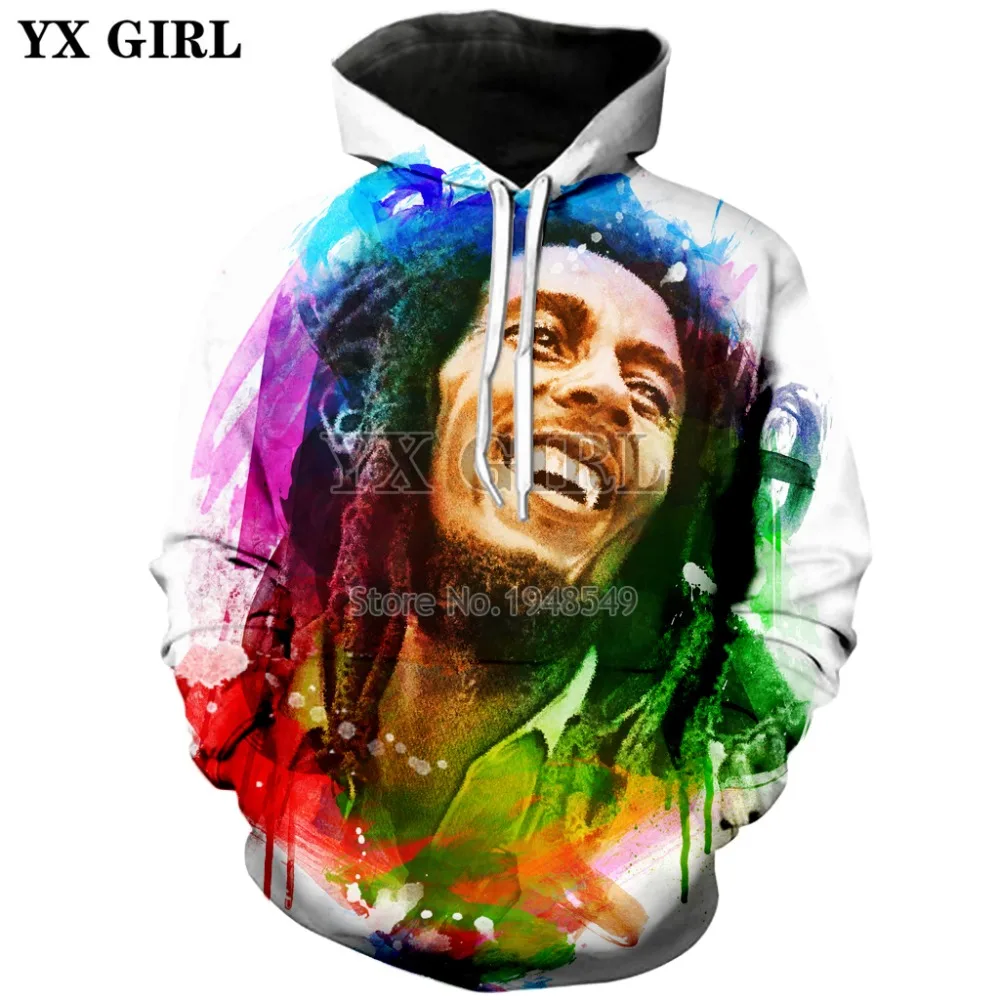 YX GIRL Drop shipping 2018 New Fashion Hip hop style Hoodie Reggae Bob Marley Print 3d Men's Women's Casual Hooded sweatshirt YX GIRL Drop shipping 2018 New Fashion Hip hop style Hoodie Reggae Bob Marley Print 3d Men's Women's Casual Hooded sweatshirt