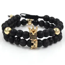 Black Frosted Braided High Crown With Small Crown Suit Bracelet Accessories