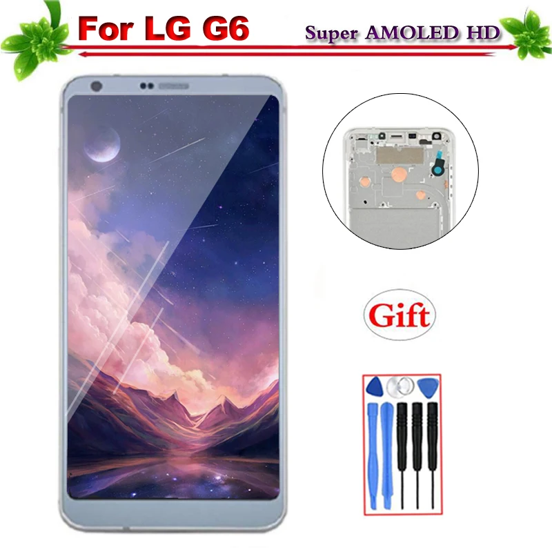 

100% Tested Super Amoled for LG G6 H870 LCD Display Touch Screen Digitizer Assembly for LG G6 Display Replacement With Frame