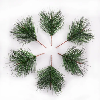 5Pcslot green artificial pine needle artificial plant fake flower handmade DIY wedding home Christmas decorations