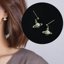 Новое поступление, корейские модные циркониевые Сатурн серьги-гвоздики с золотым покрытием, серьги «Планета» для женщин, хорошее ювелирное изделие