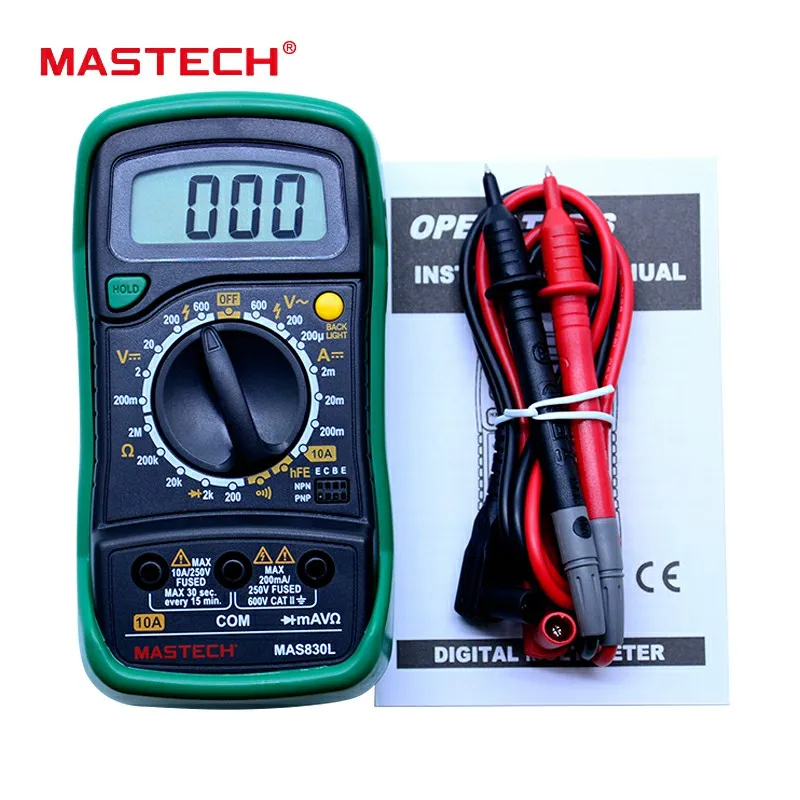 Цифровой мини Мультиметр MASTECH MAS830L ручной тестер постоянного тока с ЖК дисплеем и