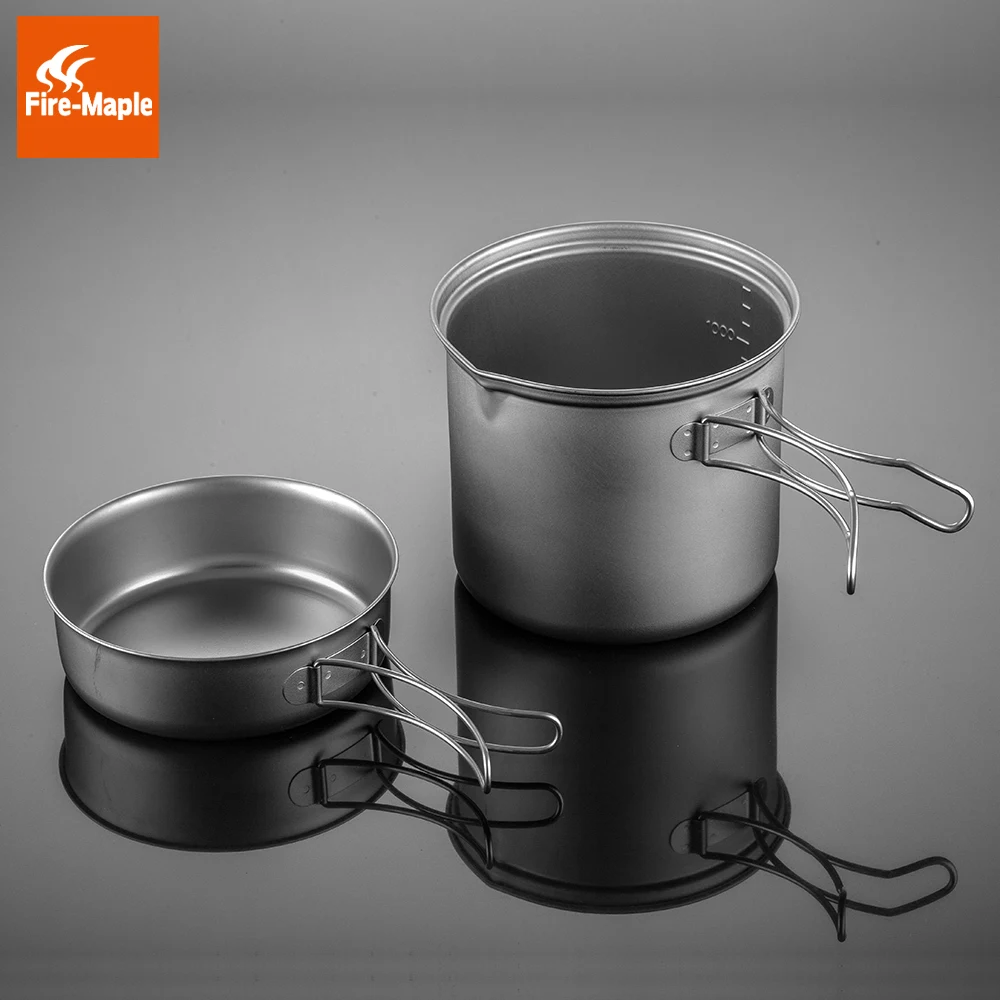 Fuego Maple SnowTi 3 nieve titanio portátil FMC-ST3 L Camping al aire libre olla y L sartén Ultra ligero Camping macetas Set