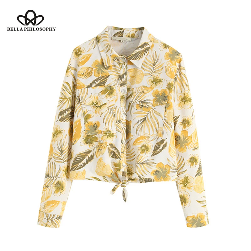 Stylish Floral Print Tops Women Blouses 2019 Fashion Collar Pockets Short Style Shirts Casual Blusas Mujer Wonder Store