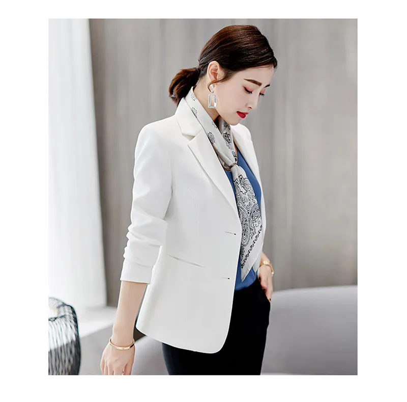 Новинка, корейский весенний летний костюм большого размера с длинным рукавом, женский пиджак, повседневный модный Блейзер, женский черный костюм N596