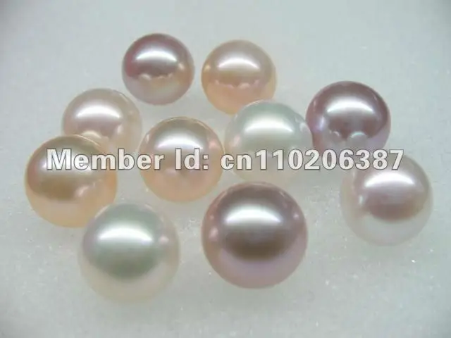

Stunning 10MM round freshwater pearl loose pearl half drilled beads