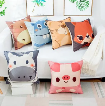 

New Oct. Home Textile Cartoon Animals Cotton Linen One-sided Two-sided Square Pillow Case Christmas gifts #41464
