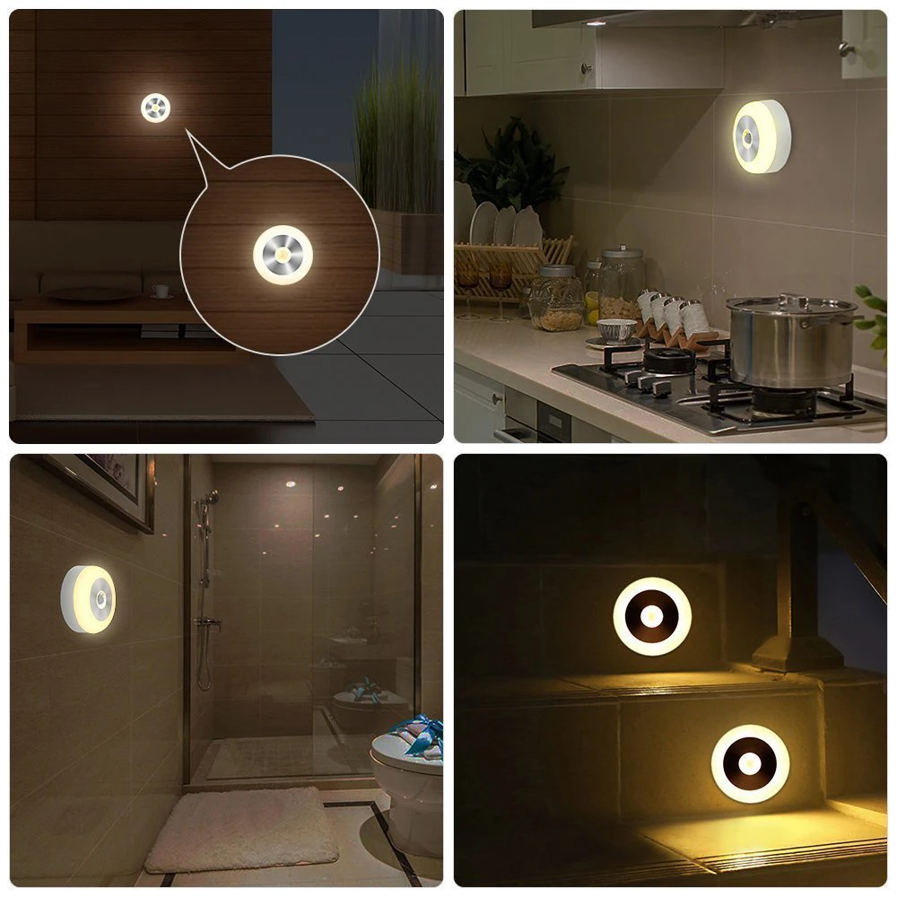  1/2/3PCS LED Sensor Cabinet Night Light Dual Induction USB AA PIR Infrared Motion Sensor White/Warm - 32948250409
