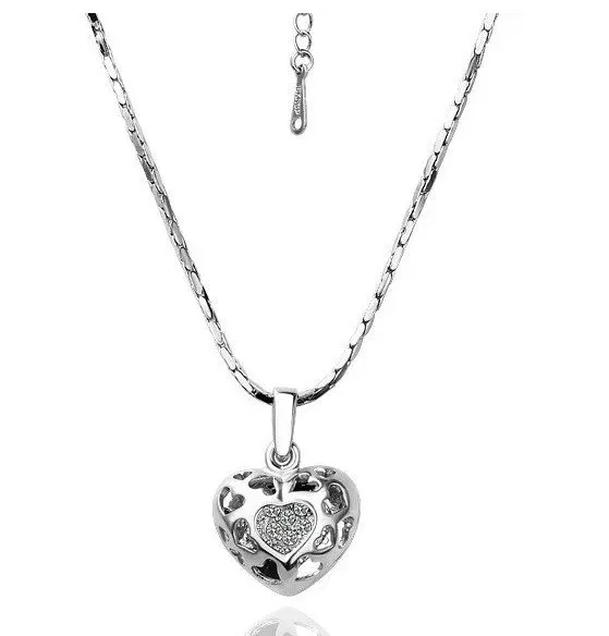 Fashion New Design 18K Gold Plated Hollow Heart Rhinestone Necklace SWA Element Crystal Nickle Free 18KGN020 | Украшения и