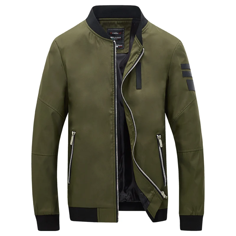 New Fashion Korean Style Men's Jackets Solid Stand Collar Casual Bomber