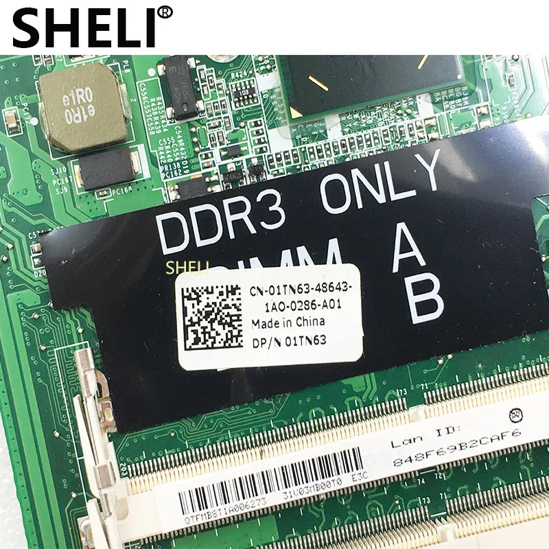 SHELI для материнской платы ноутбука DELL Vostro 3750 V3750 материнская плата CN-01TN63 01TN63 DAV03AMB8E1 tesed DDR3