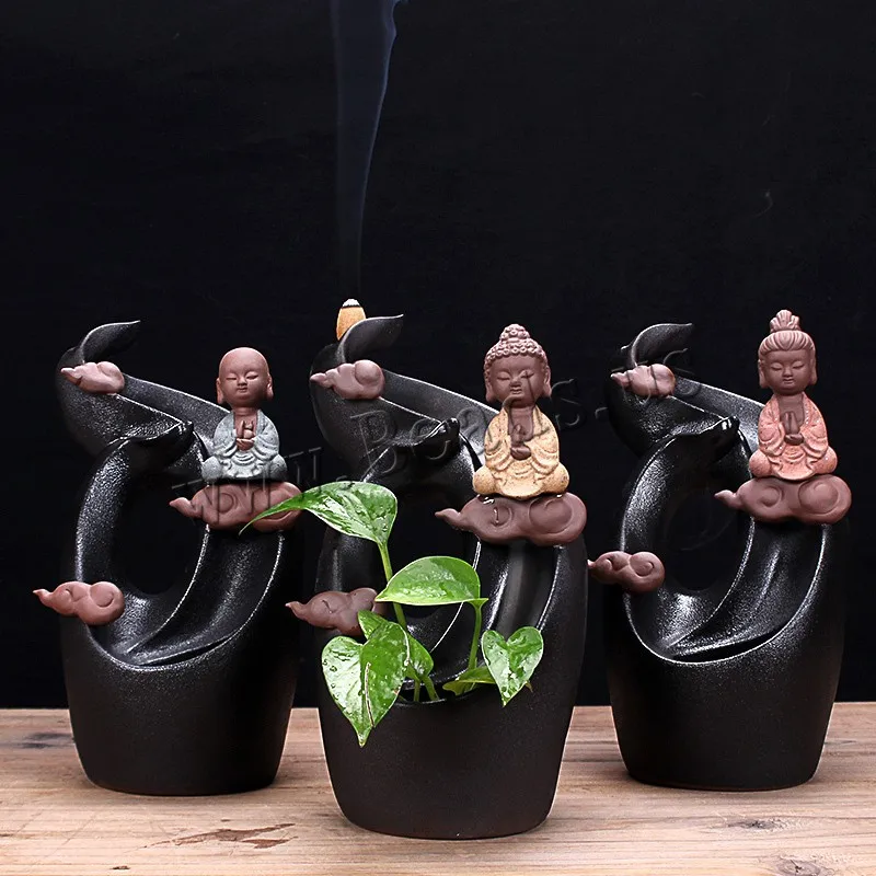 

Creative Small Buddha Incense Burner Smoke Waterfall Backflow Incense Burner Ceramic Incense Holder Censer Use In Home Teahouse