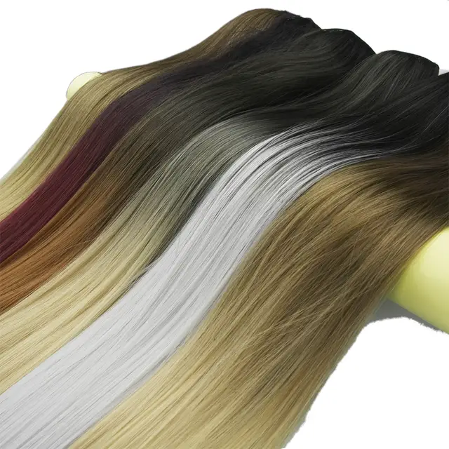 Us 5 54 44 Off Soowee 20 Colors 24 Long Straight Black To Gray Ombre Hair High Tempreture Fiber Synthetic Hair Pad Clip In Hair Extensions In