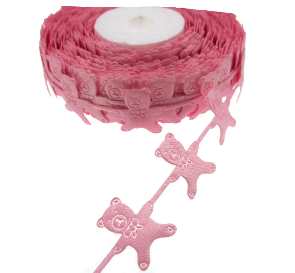 

1 Roll 20yard 3/4" Pink Printed Connect Bear Ribbon Baby Ribbon Bow Satin Bear Craft Applique Decorations