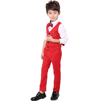 

Boys Wedding Formal Suits For Birthday Party Dress Kids Gentleman Waistcoat Pants 2Pcs Piano Show Performance Children Clothes