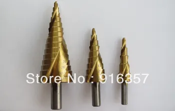 Price Free Shippping HSS Step Drill Bit Set 4241 Steel Step Drill Bit Set --- 3 Piece Metric Spial Flute Step Drill Bit