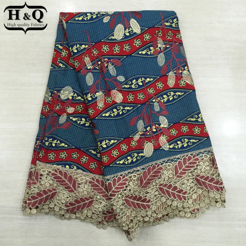 

6Yards/pcs Veritable Wax With Lace Latest deisgn High Quality African Wax Lace And Embroidery Nigeria Guipure Lace For Dress