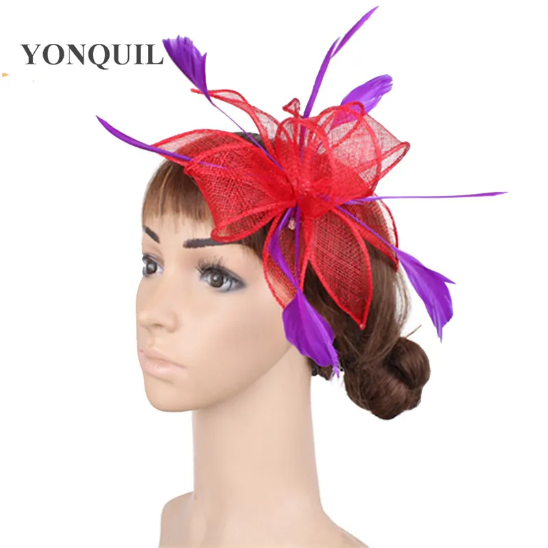 Hairclip Sinamay Red Fascinator Hats 