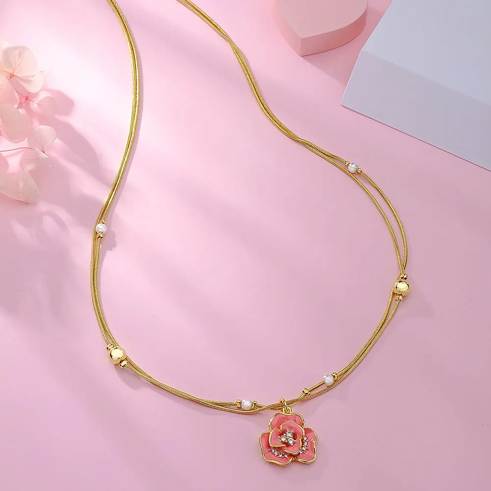 Viennois модное ювелирное изделие розовое золото цветные цветы стразы кулон