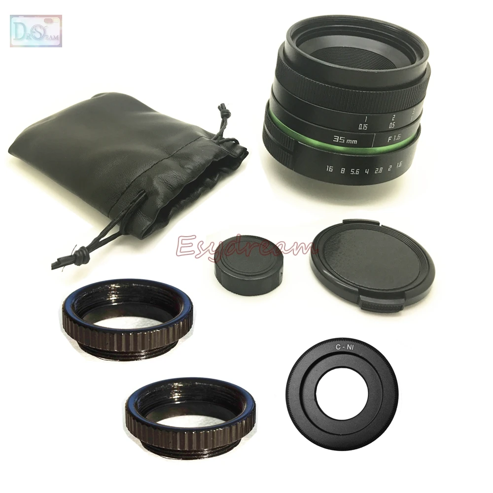 

35mm F1.6 Manual Lens + C Mount Adapter + Macro Rings Kit for Nikon 1 Nikon1 J1 J2 J3 J4 J5 V1 V2 V3 S1 S2 AW1 Camera