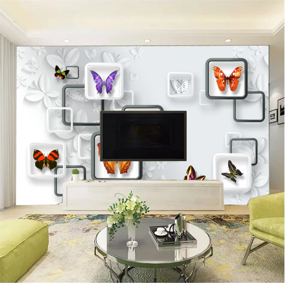 Современный минималистичный 3D стереоскопические обои для стен разнообразные фотообои с бабочками обои для гостиной ТВ фоновая стена