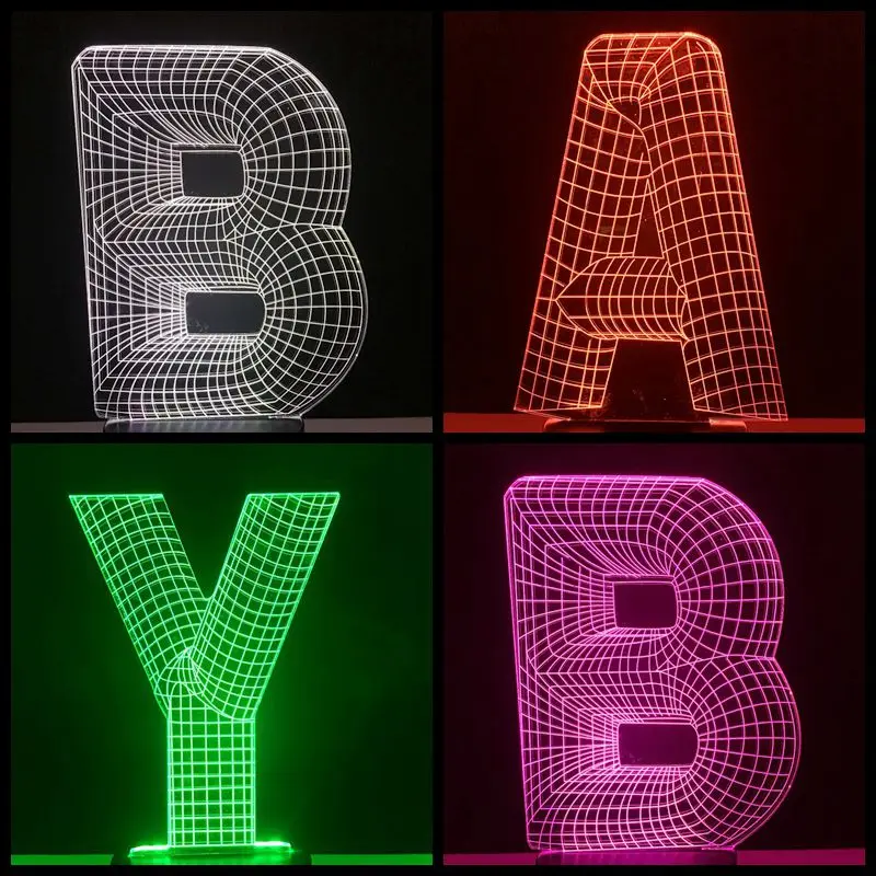 New Multicolor 3D Alphabet Letter LED Night light Colorful Desk Atmosphere Baby Sleep Lamp Kids Fam