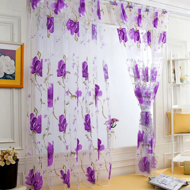 

Urijk Flower Pattern Printed Curtain Window Screen Sheer Curtains Window Curtain For The Living Room Bedroom 1PC