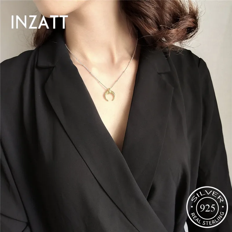 

INZATT Real 925 Sterling Silver Romantic Moon Light Beads Pendant Necklaces Fine Jewelry For Women Engagement party Accessories