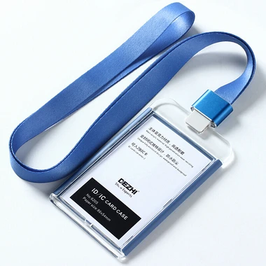 DEZHI-абсолютно новые бизнес ID IC Держатели карт для офиса, красочные один держатель Бейджа, держатель Бейджа с полосой шнурок, логотип на заказ - Цвет: blue set