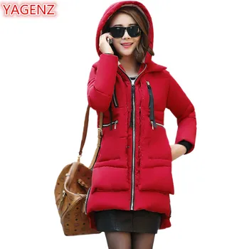 

YAGENZ Fashion Winter Coats And Jackets Women Parkas Mujer 2018 Plus size Coats Warm Hooded Tops Down Cotton Ladies Coats 487