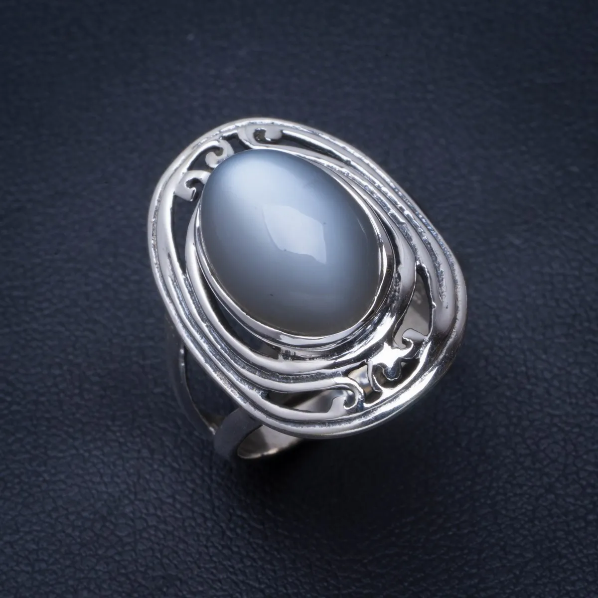 

Natural Cat Eye Handmade Unique 925 Sterling Silver Ring 8 B1451