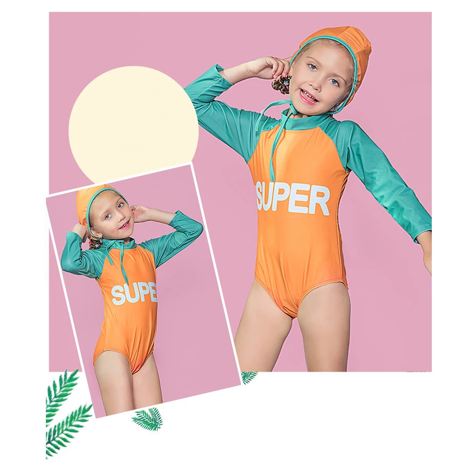 LEBESI/Новое поступление года; купальный костюм для девочек; детский купальный костюм; цельный купальник для девочек; одежда для купания с принтом для подростков; с капюшоном