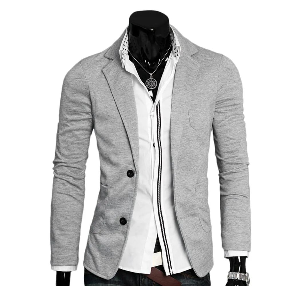 الربيع الخريف الرجال عارضة الدعاوى الرجال جدا ضئيلة ضئيلة سترة زر واحد القطن سترة الذكور بدوره إلى أسفل طوق الأعمال قميص