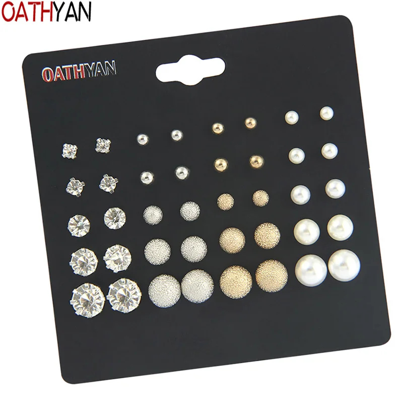 OATHYAN 20 пар/компл. серьги классического мяча серьги-гвоздики из искусственного