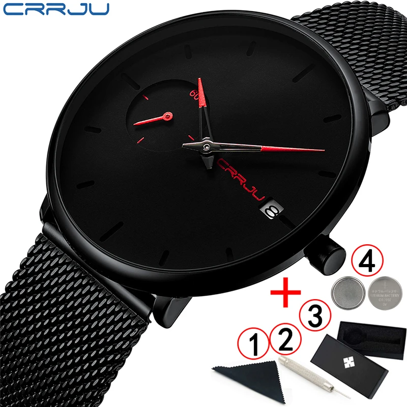 Watch Men 2019 luxury Quartz Steel Crrju Watches men's Waterproof Classic Wrist Watch Fashion Brand Minimalist Watches Men 2019