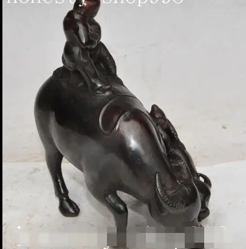 

S0961 7"chinese fengshui bronze 3 Boy Lad ride 2 Ox Bull Cattle Bovine animal statue discount 30% (C0324)