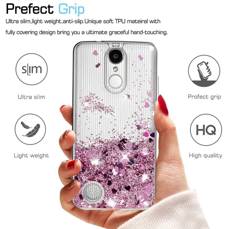 

Lovely Glitter Hearts Liquid Quicksand Case For LG V40 V30 V20 G7 G4 G5 G6 Q6 Soft Silicon Clear Cover For iPhone X XR XS 6 7 8