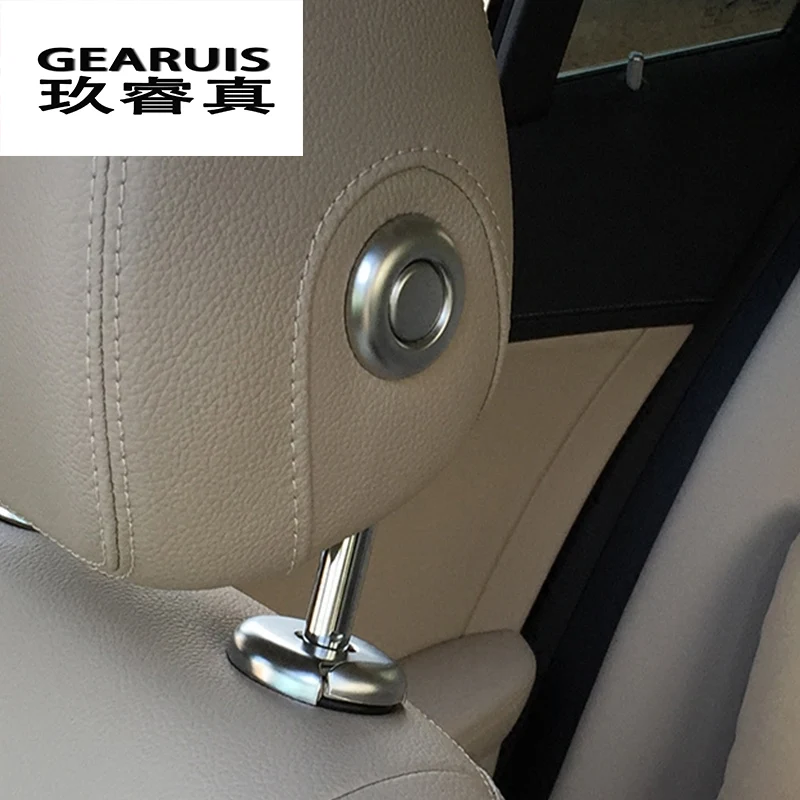 

Car Styling Head pillow adjustment buttons Cover Stickers Trim for Mercedes Benz C class W205 GLC X253 Interior Auto Accessories