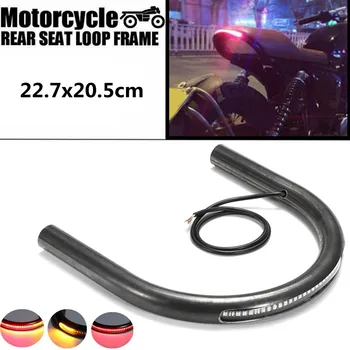 

22mm Universal Motorcycle Cafe Racer Rear Seat Frame Hoop Loop LED Stop Turn Signal Brake Light Tube End Flat
