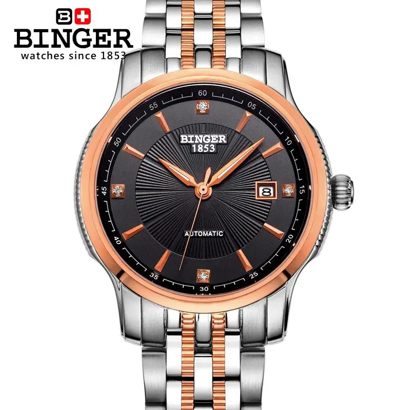 

Switzerland BINGER Men's watch luxury brand Wristwatches Japan MIYOTA Auto Mechanical movement full stainless steel BG-0405-4