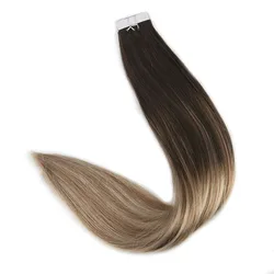 Full Shine 20 Pieces 50 Gram Tape Hair Extension in Balayage Color #2 Fading to #8 with #22 Light Blonde 100% Remy Hair on Tape Full Shine 20 Pieces 50 Gram Tape Hair Extension in Balayage Color #2 Fading to #8 with #22 Light Blonde 100% Remy Hair on Tape