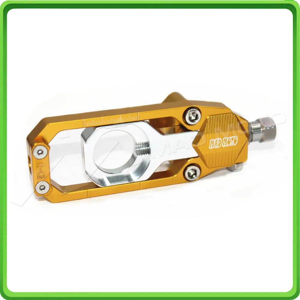 Motorcycle Chain Tensioner Adjuster fit for KAWASAKI Ninja ZX6R ZX-6R ZX 636 ZX636 2013 2014 2015 2016 Gold & Silver (6)