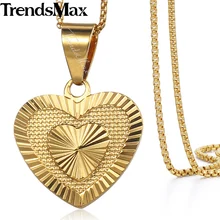 Trendsmax – collier avec pendentif en forme de cœur pour femme, chaîne fine en or, bijoux de mariage, cadeau pour petite amie, 45cm 50cm, KGP199