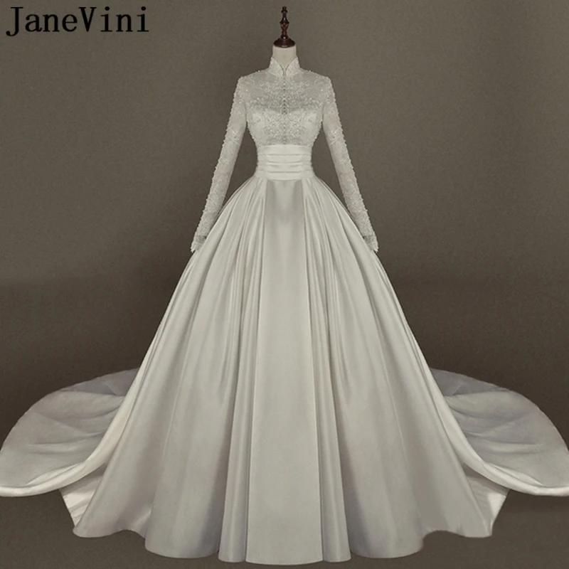 Lace Wedding Dresses  A-line Chapel Train Vintage Vestido De Noiva Bridal Gowns 