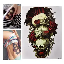 1 шт. Водонепроницаемый черепа и розы Временные татуировки могут быть удалены большие руки тела Книги по искусству татуировки Стикеры best