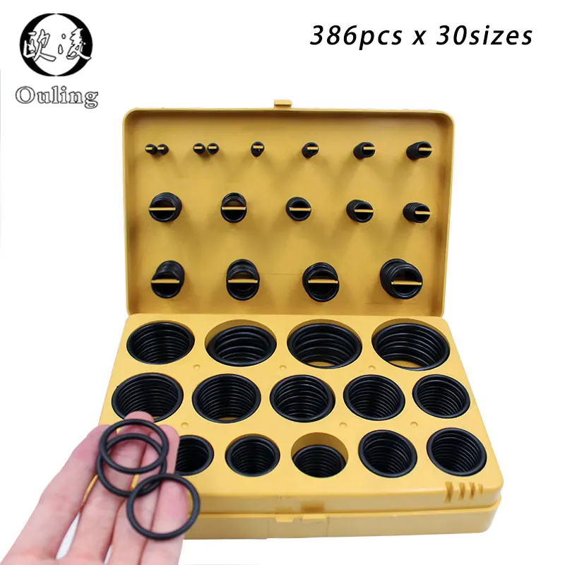 Tamanhos de Anéis de Borracha O conjunto de Anel de Vedação Nbr o Anel de Borracha 386 Pcs Kit 30 Nitrílica Oring Seal Oil Anel da Junta Variedade Set Kit Caixa