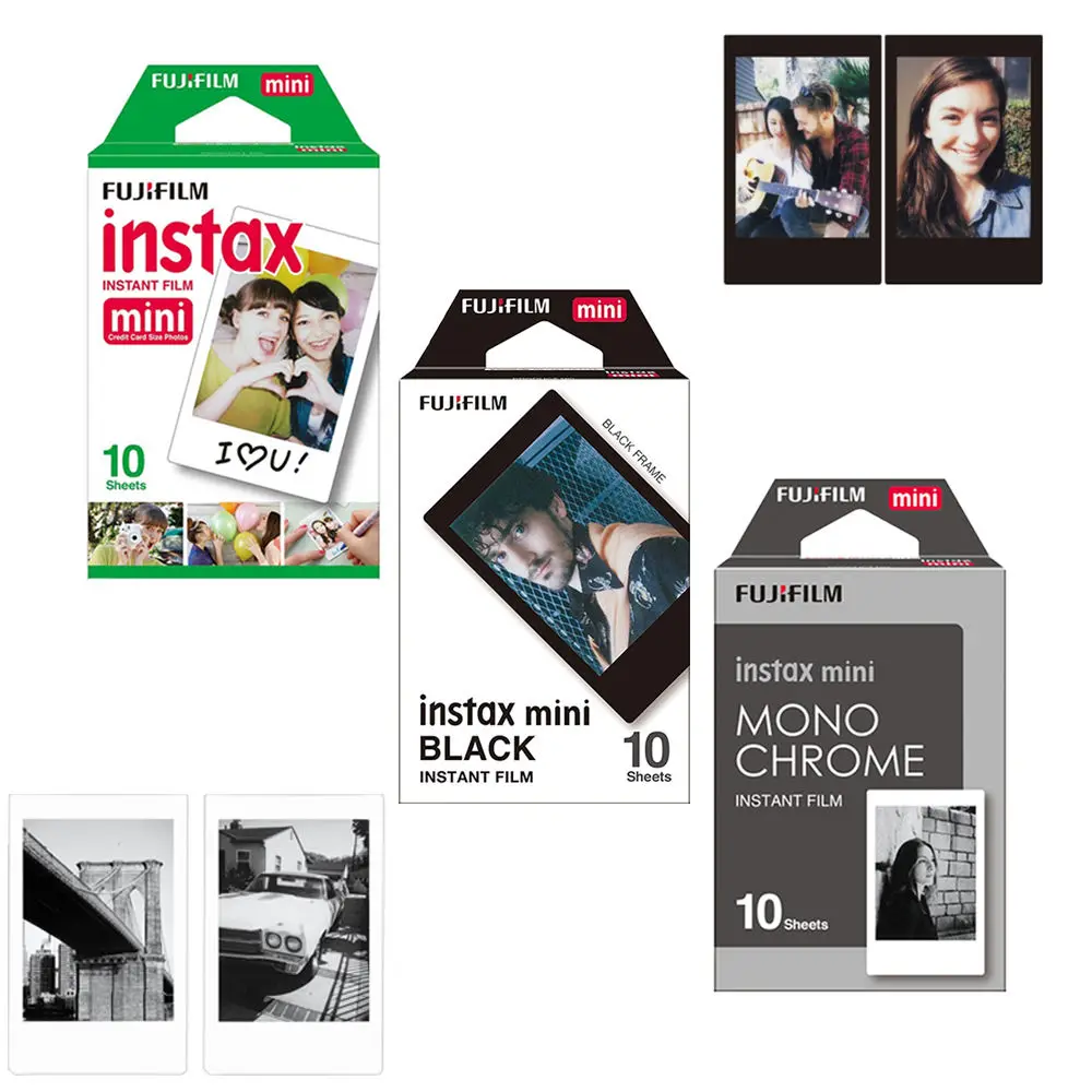 Монохромная/черная/белая мгновенная пленка Fuji Fujifilm Instax Mini 8 30 шт. для камер 70 Plus 90 25