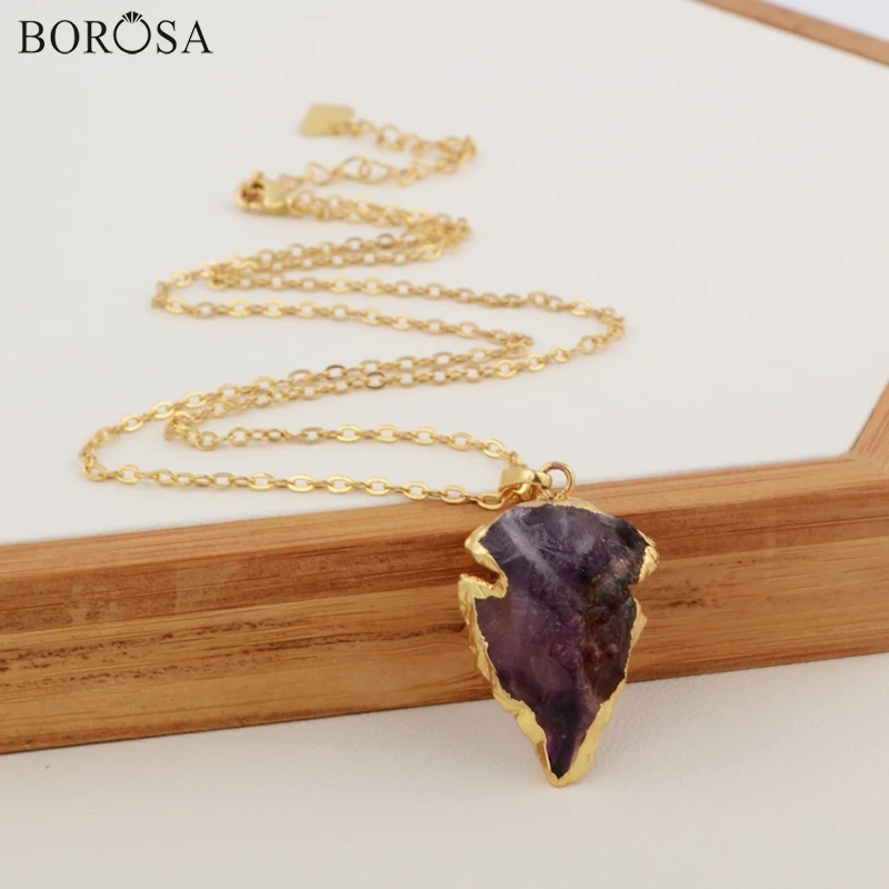 BOROSA Beauty Натуральный Аметист Подвеска Стрела форма драгоценные камни кристалл