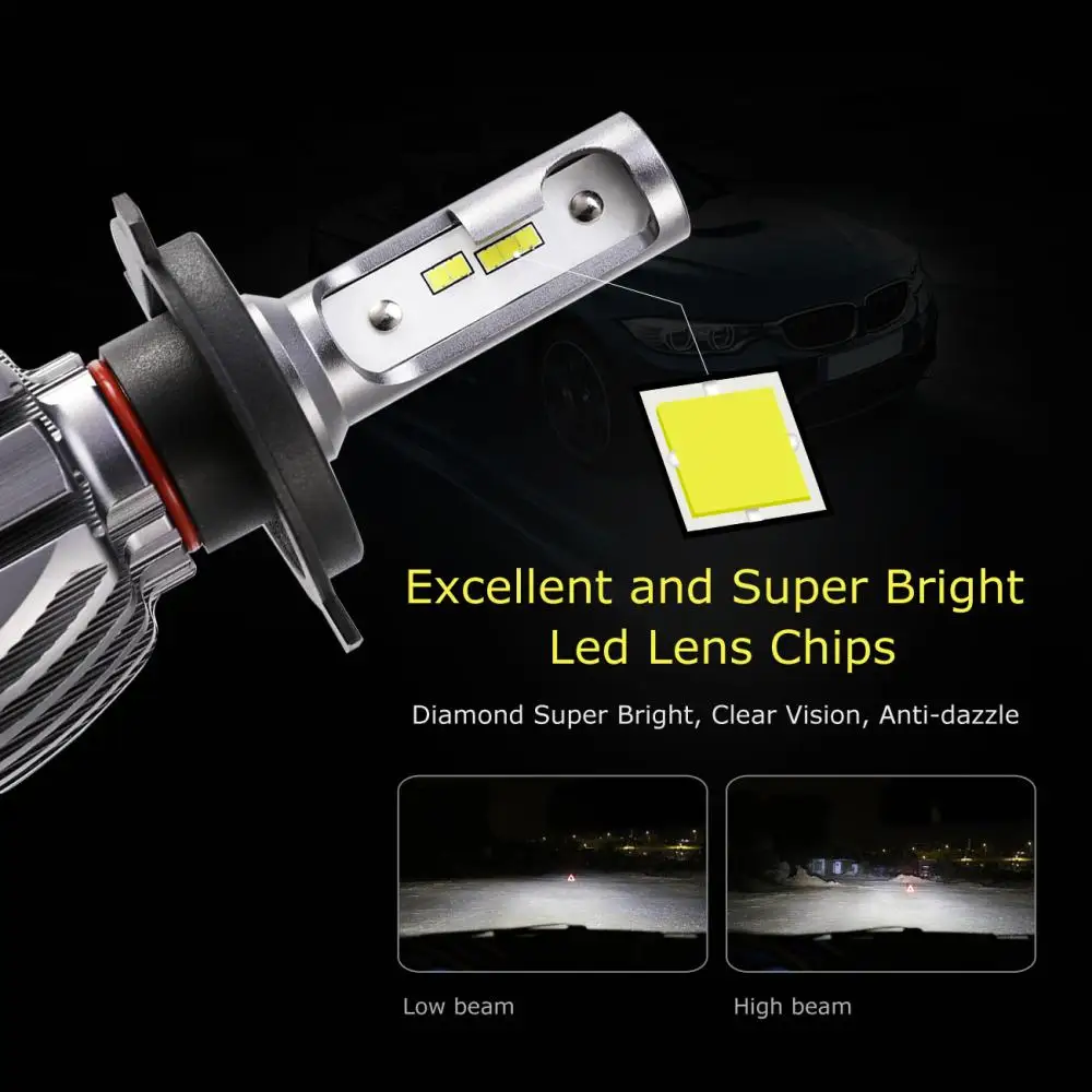 Oslamp H4 Hi Lo Beam H7 H11 H1 H3 9005 9006 светодиодный автомобильный головной светильник 50 Вт 8000lm